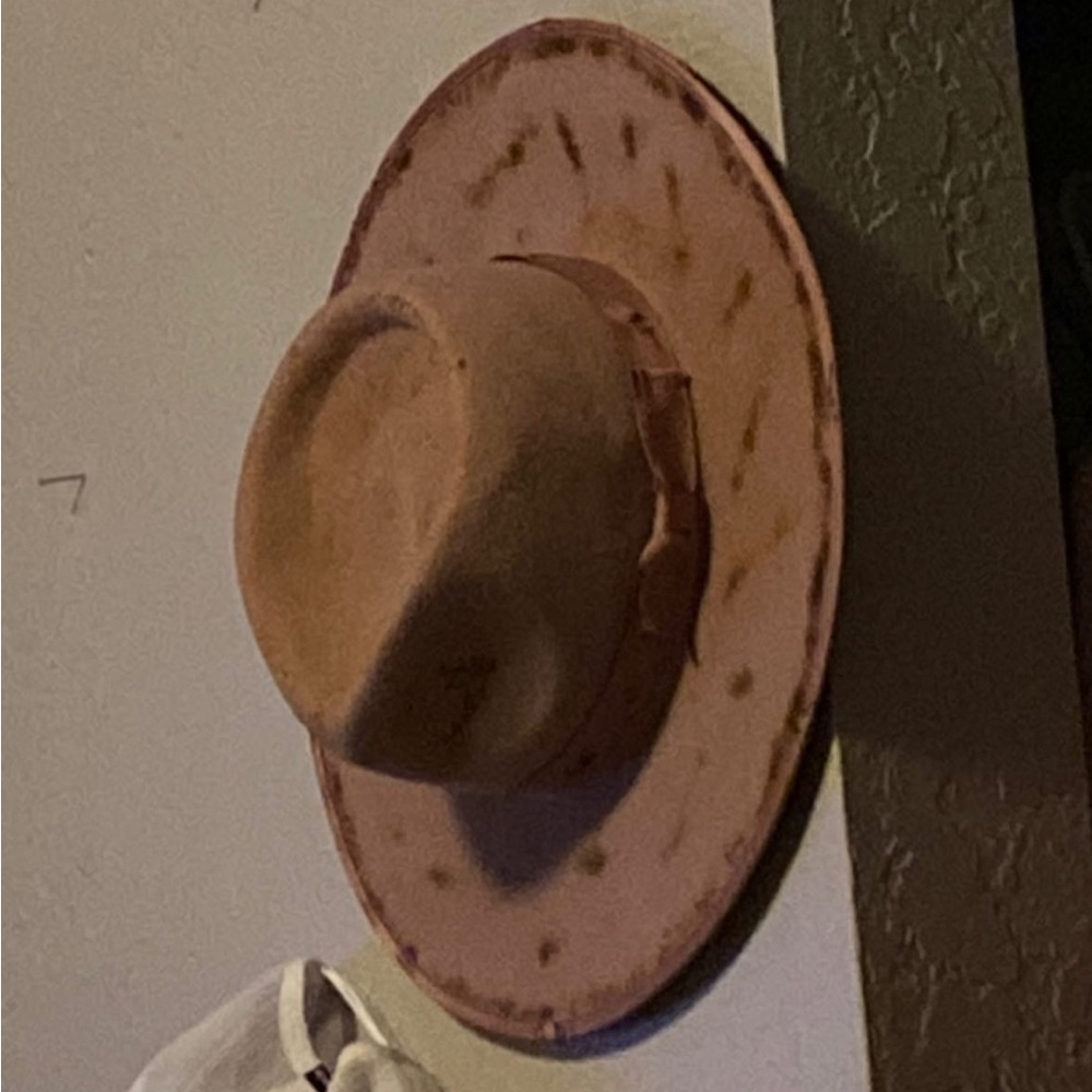 Pink flat distressed hat